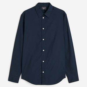 NEW H&M Navy  Slim Fit Easy-iron Shirt. Size LARGE